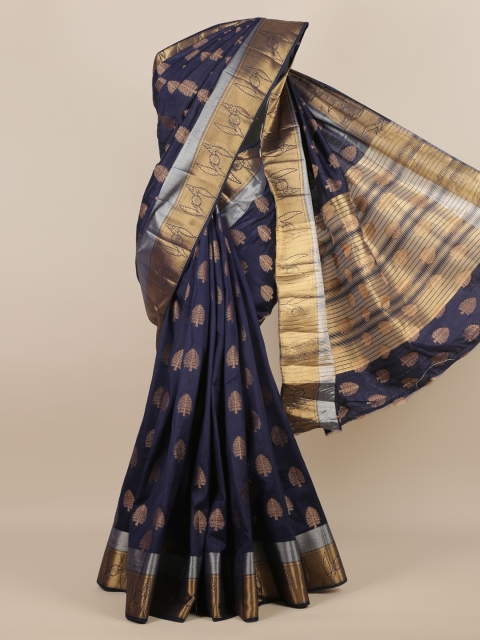 Pothys Blue Woven Design Jute Silk Saree