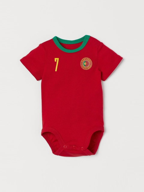 H&M Infant Boys Red Football Bodysuit