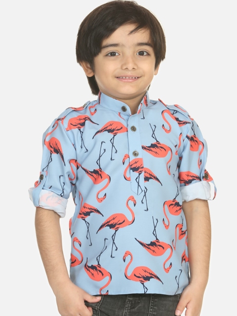 LilPicks Boys Blue Printed Kurta
