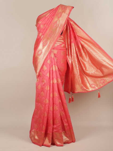 Pothys Pink Woven Design Jute Silk Saree