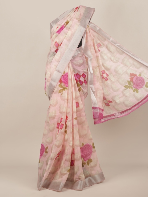 Pothys Pink Printed Jute Silk Saree