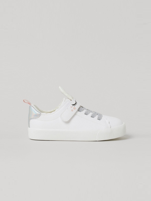 H&M Girls White & Silver Colourblocked Shimmering Trainers