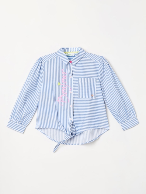 Bossini Blue Striped Pure Cotton Shirt Style Top