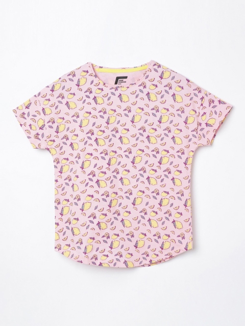 Fame Forever by Lifestyle Pink Printed Pure Cotton Regular Top