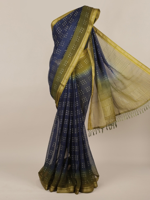 Pothys Navy Blue Woven Design Poly Chiffon Saree