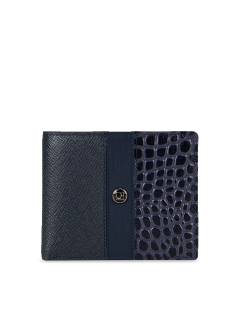 Da Milano Men Navy Blue Textured Two Fold Wallet