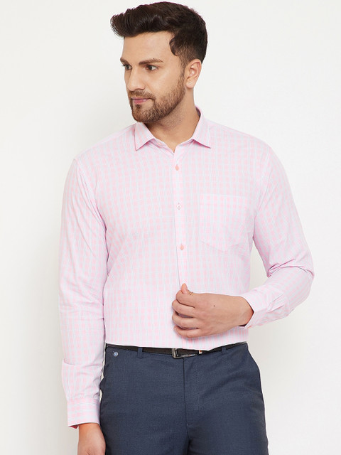 Canary London Men Pink & White Regular Fit Checked Formal Shirt 
Canary London Men Pink & White Regular Fit Checked Formal Shirt