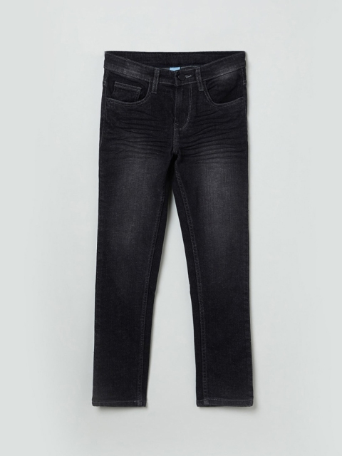 max Boys Black Regular Fit Mid-Rise Clean Look Jeans
