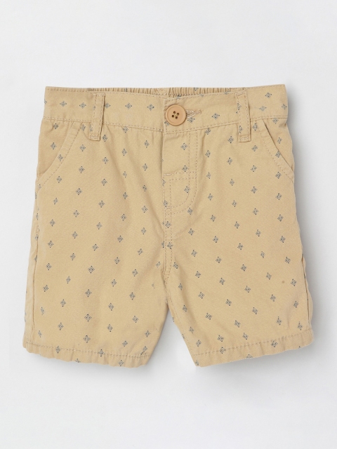 max Boys Beige Printed Regular Fit Regular Shorts
