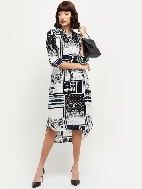 max Women White Printed Shirt Dress
