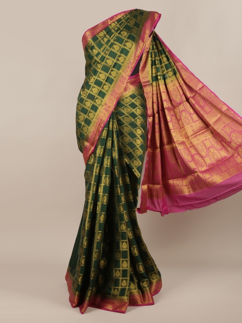 Pothys Green Woven Design Poly Georgette Saree