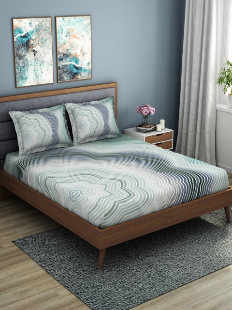SPACES White & Sea Green Geometric 180 TC Cotton 1 King Bedsheet with 2 Pillow Covers
SPACES White & Sea Green Geometric 180 TC Cotton 1 King Bedsheet with 2 Pillow Covers