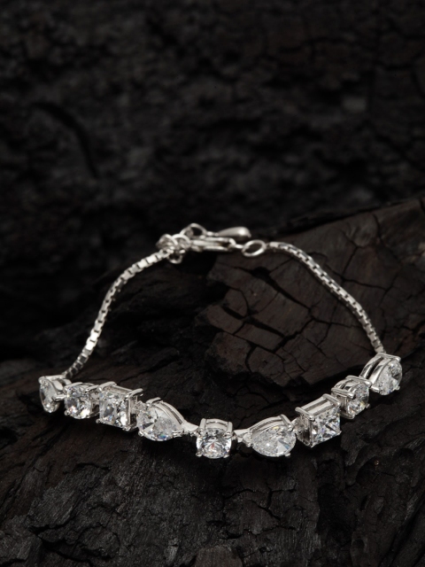 Clara Sterling Silver & White Rhodium-Plated Link Rico Solitaire CZ Studded Bracelet
Clara Sterling Silver & White Rhodium-Plated Link Rico Solitaire CZ Studded Bracelet