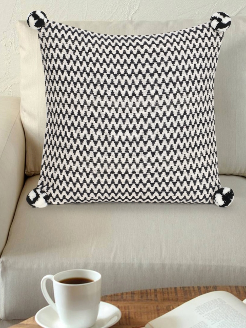 Mezposh Black & White Set of Single Geometric Square Cushion Covers