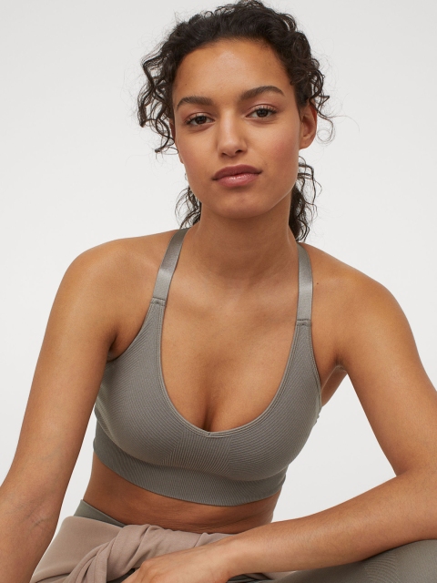 H&M Women Grey Seamless Sports Bra
