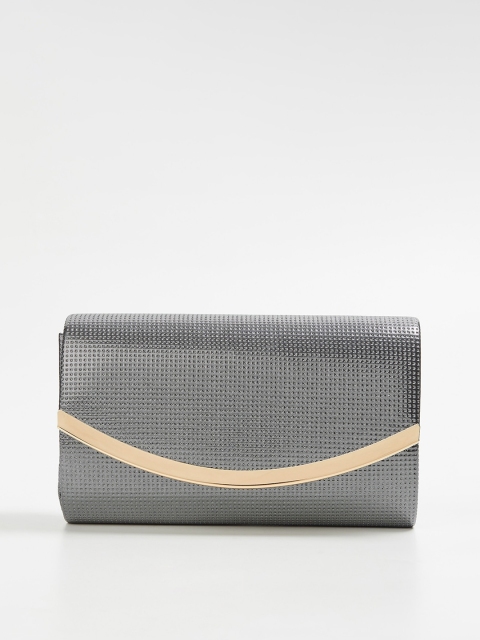 CODE by Lifestyle Grey & Gold-Toned Textured Clutch