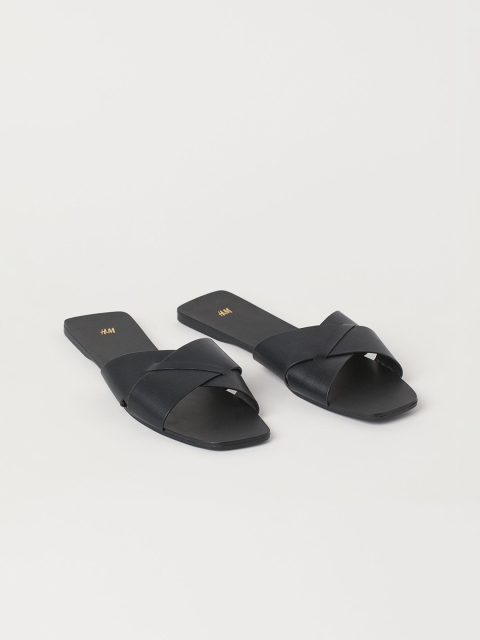 H&M Women Black Solid Slides