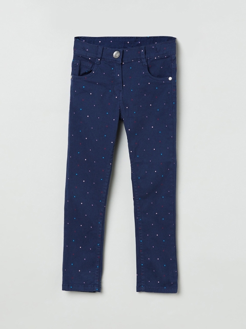 max Girls Blue Regular Fit Solid Regular Trousers