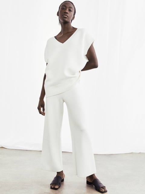 H&M Fine-knit Sustainable Trousers, White