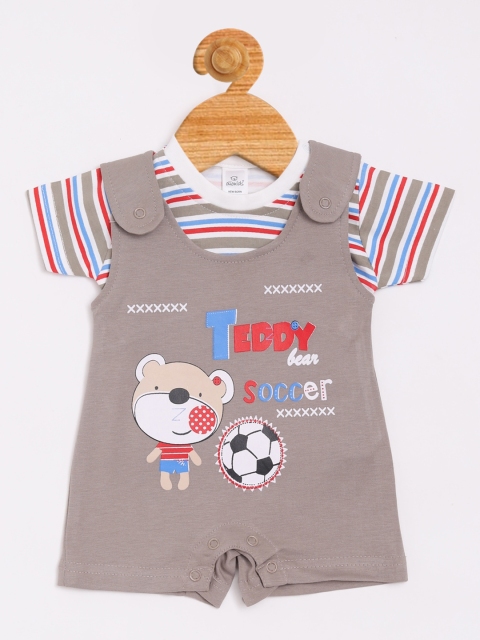 Olio Kids Boys Grey & Red Striped T-shirt with Shorts