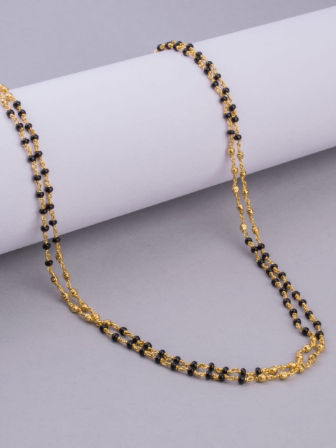 Alankruthi Gold-Toned & Black Brass Gold-Plated Layered Chain