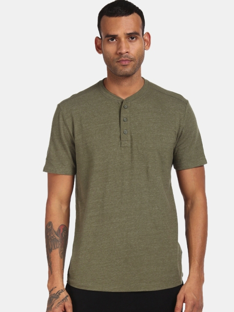 GAP Men Green Band Collar Short Sleeve Henley