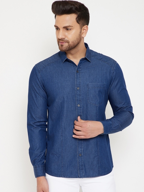 Canary London Men Blue Slim Fit Solid Casual Shirt