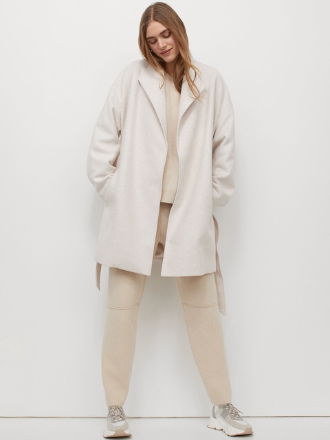 H&M Women Beige Short Coat