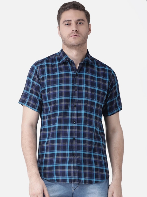 Zeal Men Blue Regular Fit Checked Casual Shirt