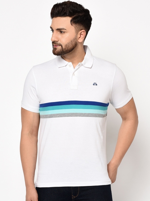 98 Degree North Men White Solid Polo Collar T-shirt