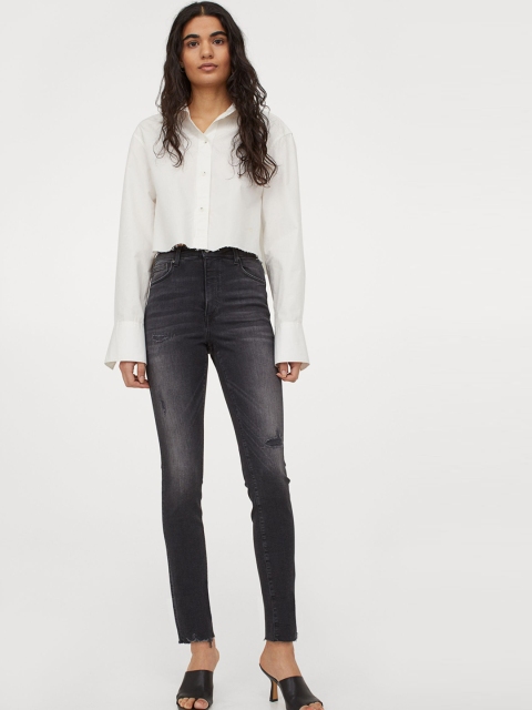 H&JM Women Black Shaping High Ankle Jeans
