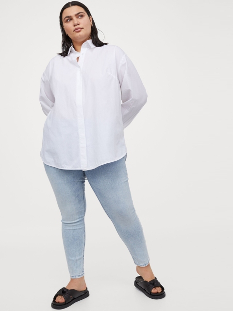 H&M Women Plus Size Blue Solid Skinny Regular Jeans