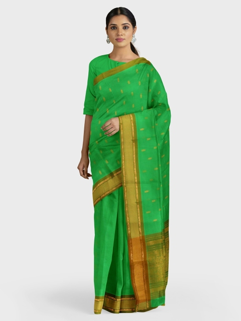 APCO Green Woven Design Pure Cotton Saree