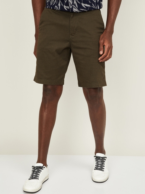 CODE by Lifestyle Men Olive Green Solid Regular Fit Regular Shorts