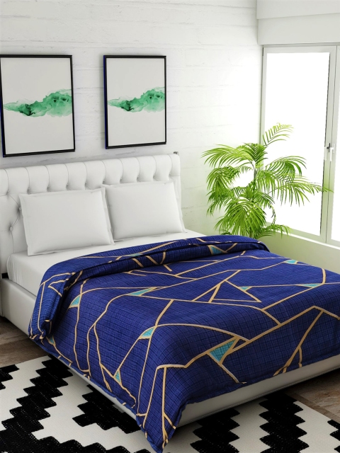 Salona Bichona Navy Blue & Beige Abstract Mild Winter 120 GSM Double Bed Comforter