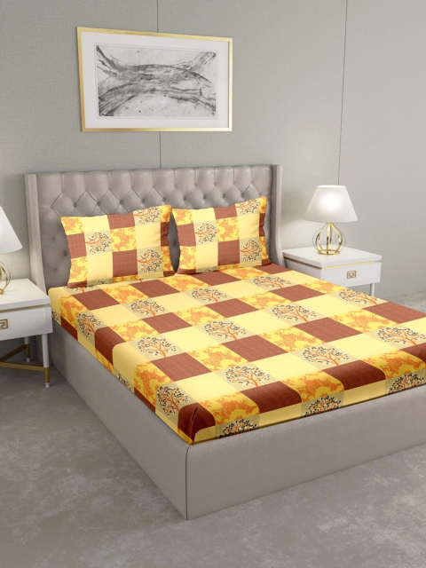 BELLA CASA Yellow & Brown Geometric 124 TC Cotton 1 King Bedsheet with 2 Pillow Covers
BELLA CASA Yellow & Brown Geometric 124 TC Cotton 1 King Bedsheet with 2 Pillow Covers