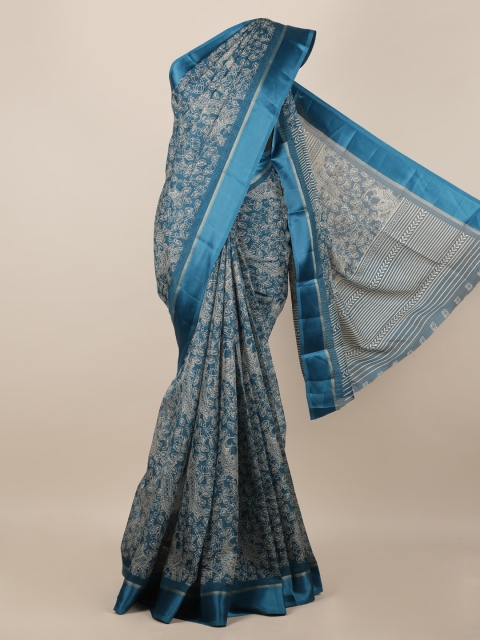 Pothys Blue Woven Design Jute Silk Saree