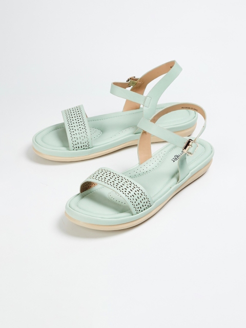 Ginger by Lifestyle Women Green Embellished Sandals