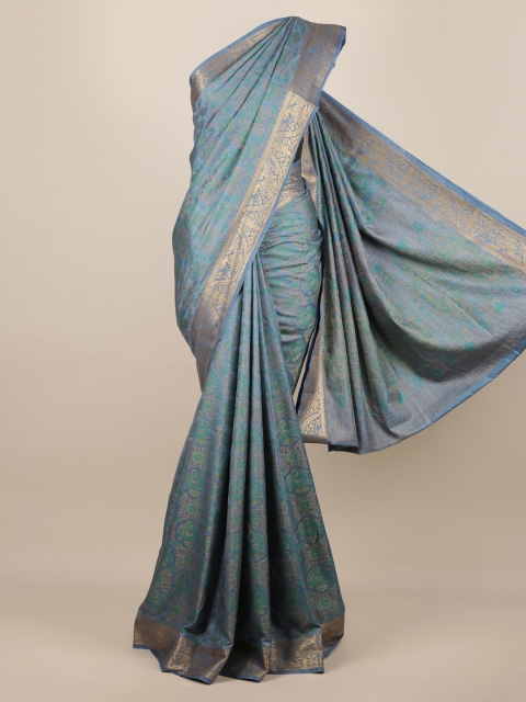 Pothys Blue Woven Design Jute Silk Saree