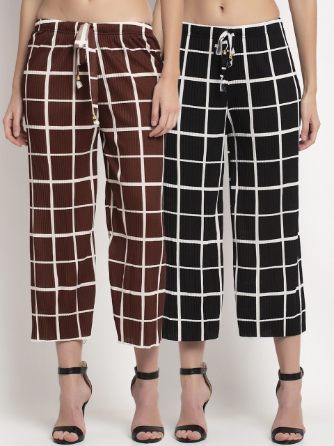 NEUDIS Women Brown & Black Regular Fit Solid Culottes