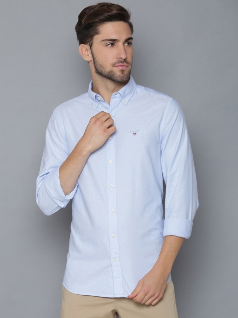 GANT Men Blue Slim Fit Solid Casual Shirt