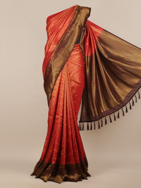 Pothys Rust Woven Design Jute Silk Saree