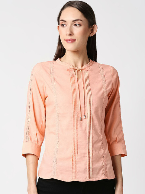 Kraus Jeans Peach-Coloured Tie-Up Neck Accordion Pleats Cuffed Sleeves Regular Top
Kraus Jeans Peach-Coloured Tie-Up Neck Accordion Pleats Cuffed Sleeves Regular Top