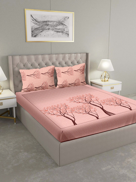 BELLA CASA Peach-Coloured & Brown Floral 160 TC Cotton 1 King Bedsheet with 2 Pillow Covers
BELLA CASA Peach-Coloured & Brown Floral 160 TC Cotton 1 King Bedsheet with 2 Pillow Covers