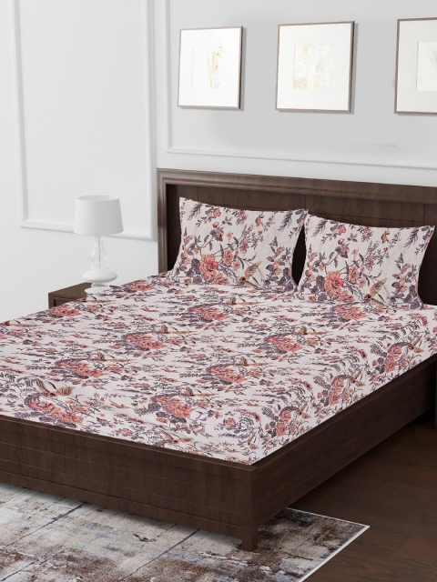Tistabene Cream-Coloured & Orange Floral 180 TC Cotton 1 King Bedsheet with 2 Pillow Covers
Tistabene Cream-Coloured & Orange Floral 180 TC Cotton 1 King Bedsheet with 2 Pillow Covers