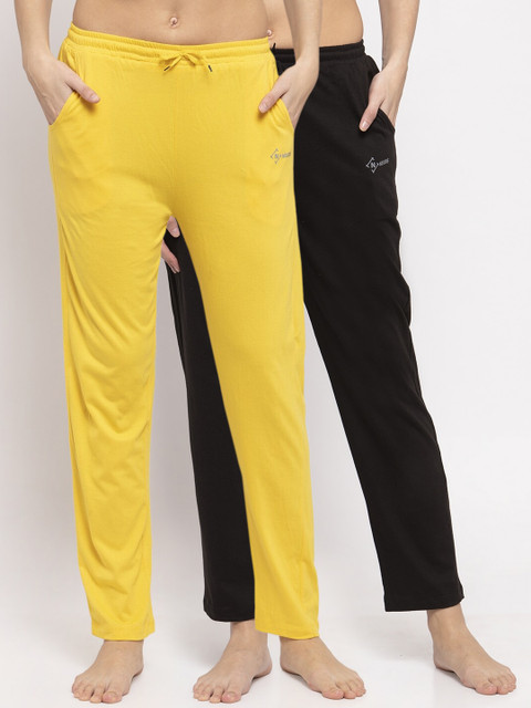 NEUDIS Women Pack Of 2 Solid Lounge Pants, Yellow 
NEUDIS Women Pack Of 2 Solid Lounge Pants, Yellow