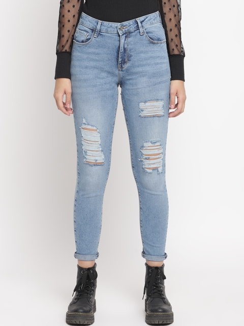 Belliskey Women Blue Slim Fit Mid-Rise Mildly Distressed Jeans