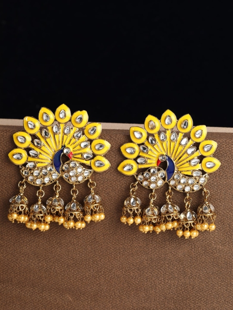ANIKAS CREATION Yellow Contemporary Jhumkas