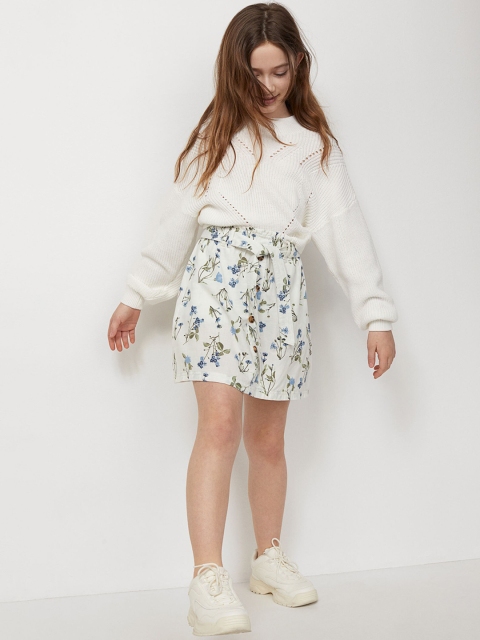 H&M Girls White & Blue Paper Bag Skirt