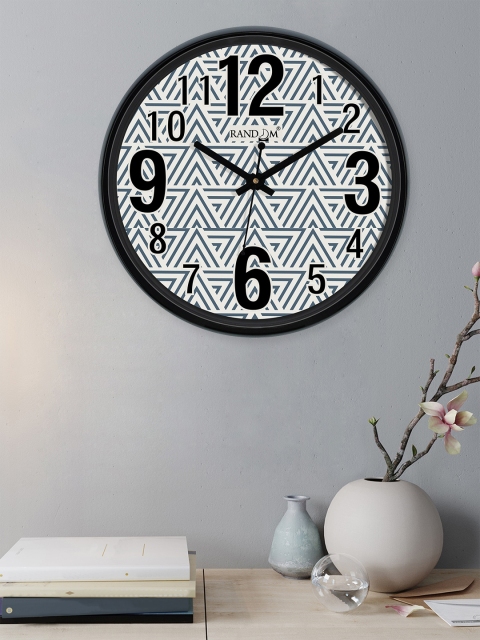 RANDOM White & Grey Round Printed Analogue Wall Clock
